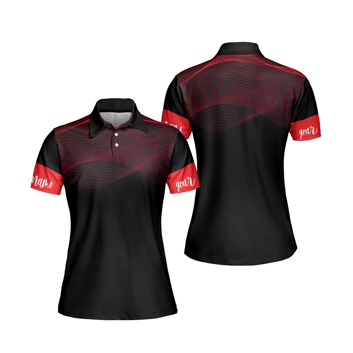 Petthouse | Wavy Red Lines Pattern Women's Polo Shirts Golfer Gift Golfing Styles Sports Team Gift