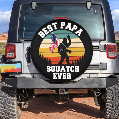 Petthouse | Best Papa Squatch Ever Tire Protector American Flag Car Tire Cover For Father S Day