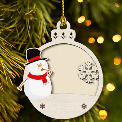 Petthouse | Personalized Christmas Balls With Name Ornament, Snowman Kids Wood Ornament, Monogram Christmas