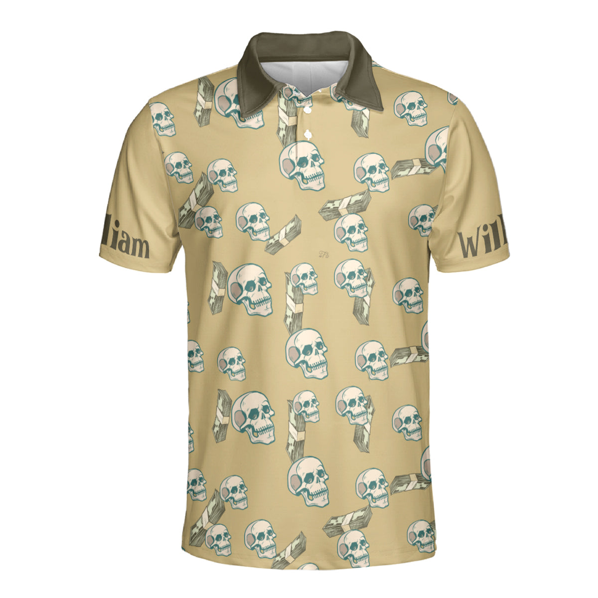 Petthouse | Personalized Human Skull Men Polo Shirts Seamless Pattern Background Polo Shirt Halloween Day