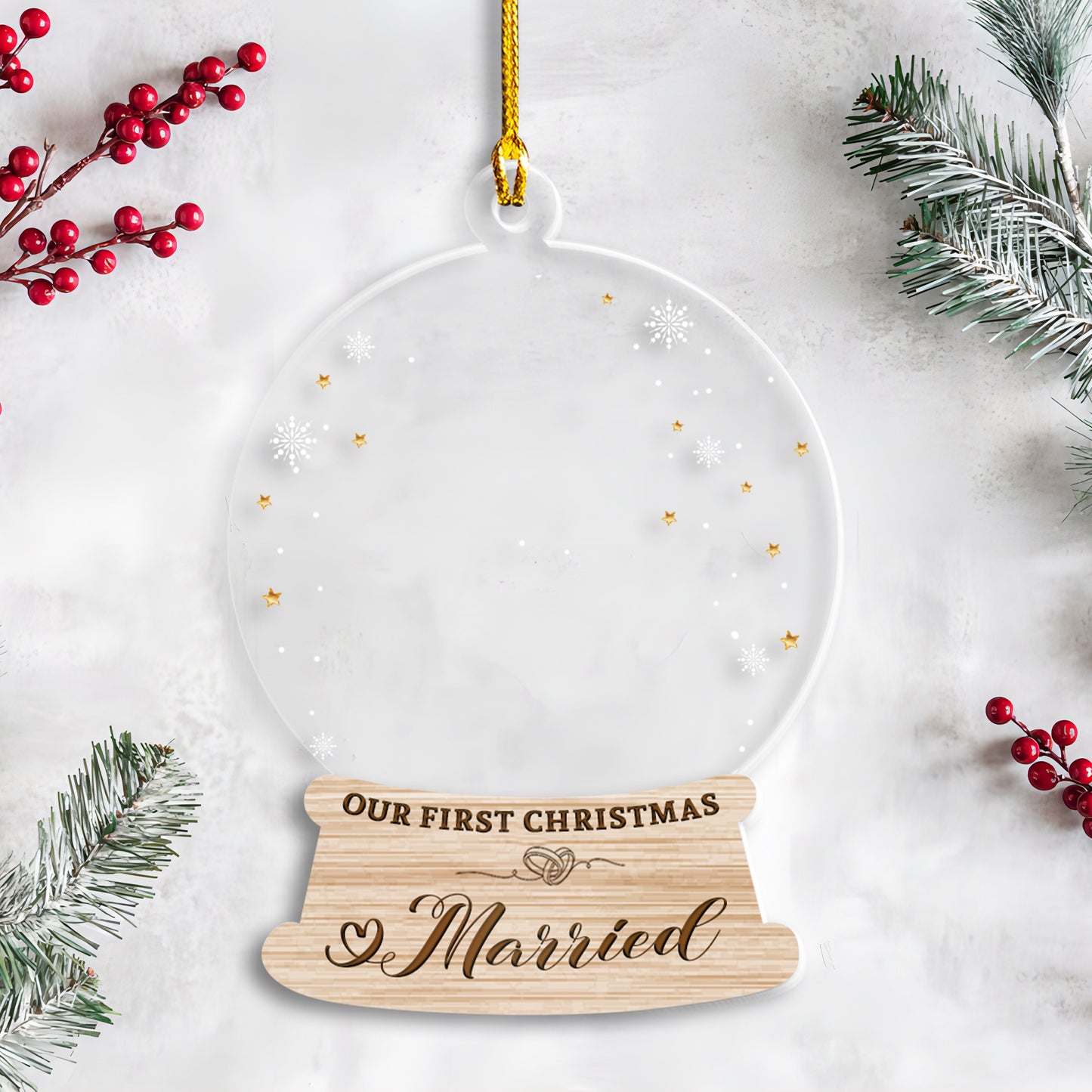 Petthouse | Personalized Couple Ornament, First Christmas Married Ornament, Married Keepsake, Xmas Ornaments