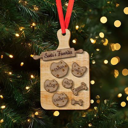 Petthouse | Custom Family Cookie Wooden Ornament, Family Name Ornament, Christmas Kid Cookies Ornament