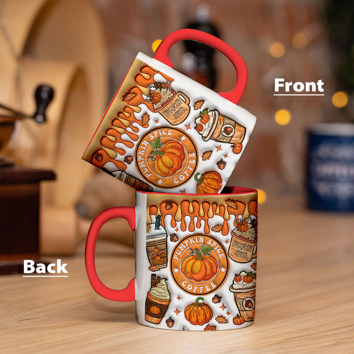 Petthouse | Pumpkin Spice Coffee 3d Inflated Effect Mug, Fall Autumn Coffee Pumpkin Spice Mug, Fall Vibes