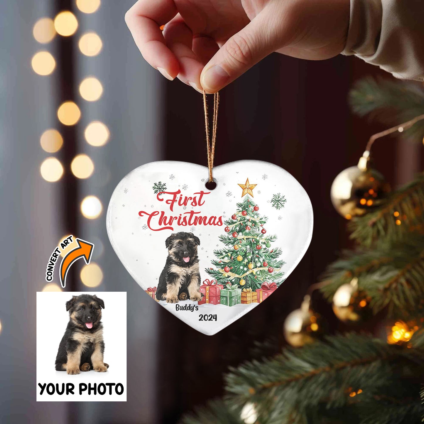 Petthouse | Personalised Dogs First Christmas Ornament, Puppy's 1st Xmas Tree Decoration, Memorial Gift