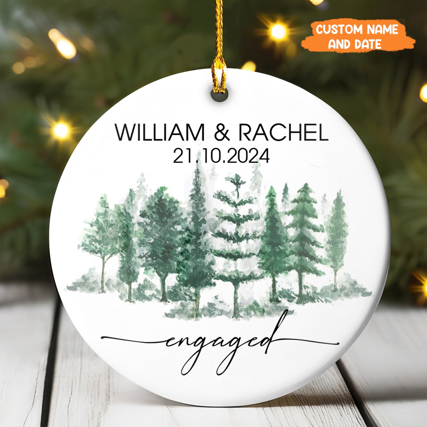 Petthouse | Personalized Couples Engagement Ornament, Engaged Christmas Tree Hanging, Christmas Gift