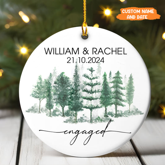 Petthouse | Personalized Couples Engagement Ornament, Engaged Christmas Tree Hanging, Christmas Gift