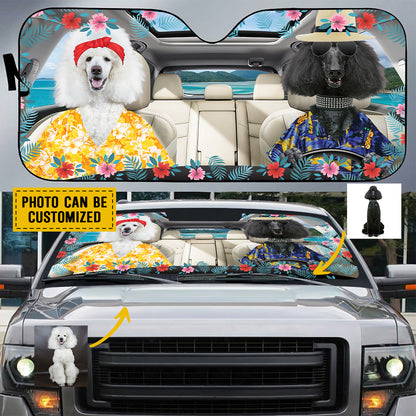 Petthouse | Poodle Dog Sunshade Hawaii Tropical Windshield Sun Shade Custom Photo Personalized Sun Shade