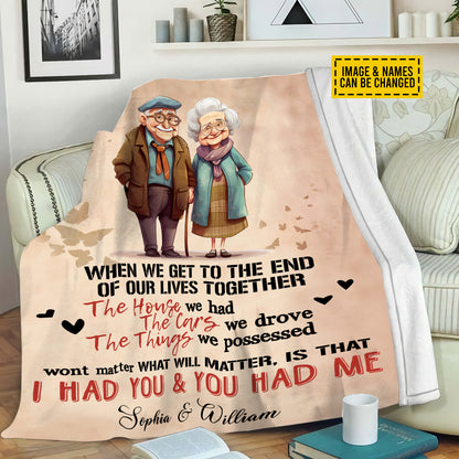 Petthouse | Personalized Old Couple Fleece Blanket, Valentine Day Throw Blanket, True Love Story Cozy Blanket