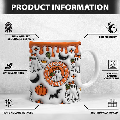 Petthouse | Cute Ghost Plant Lady Mug, Ghost Plant Lady 3d Inflated Mug, Halloween Ghost Plant Mug