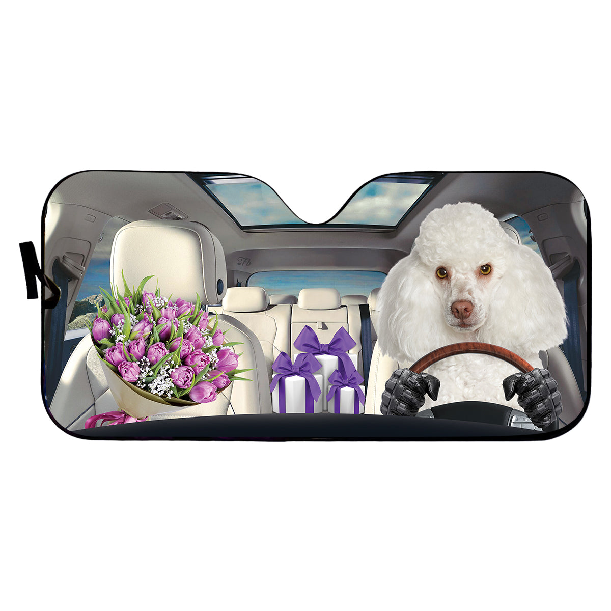 Petthouse | Miniature Poodle Personalized Windshield Sun Shade Dog With Gift To Mom Car Sunshade Mothers Day