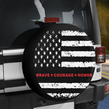 Petthouse | Usa Patriotic Firefighter Brave Courage Honor Quote Spare Tire Cover Fireman Hero Tire Covers For Cars