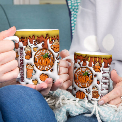 Petthouse | Pumpkin Spice Coffee 3d Inflated Mug, Coffee Fall Autumn Season Gift Aesthetic Teacup Fall