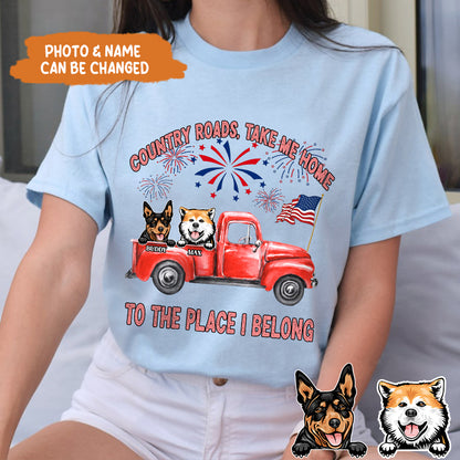 Petthouse | Custom Dog Shirt, Country Roads Take Me Home To The Place I Belong Shirt