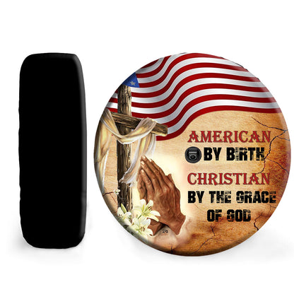 Petthouse | American God Prayer Spare Tire Cover Christian By Grace Religious Tire Cover With Backup Camera Hole