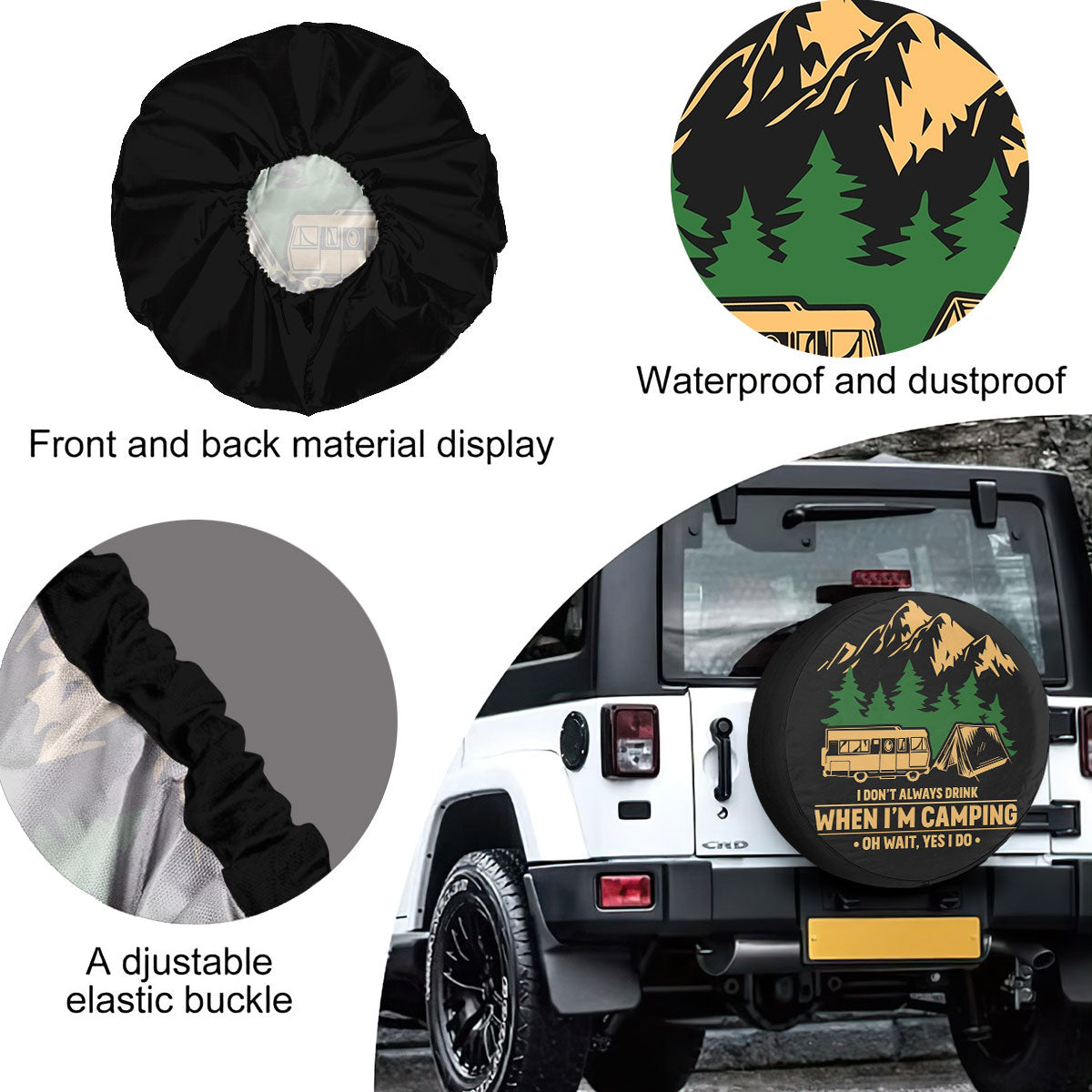 Petthouse | Camping Spare Tire Cover Happy Camper Camping Area Wheel Cover For Car Camping Lover Gift