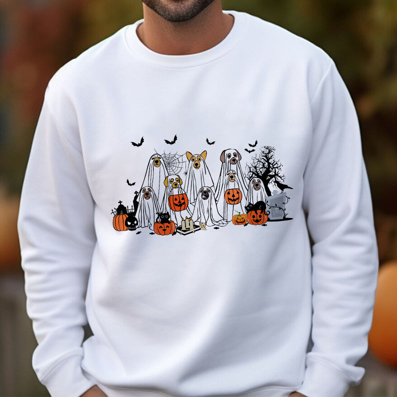 Petthouse | Halloween Ghost Dog Shirt, Happy Halloween Spooky Season Shirt, Dog Ghost Boo Crew Shirt