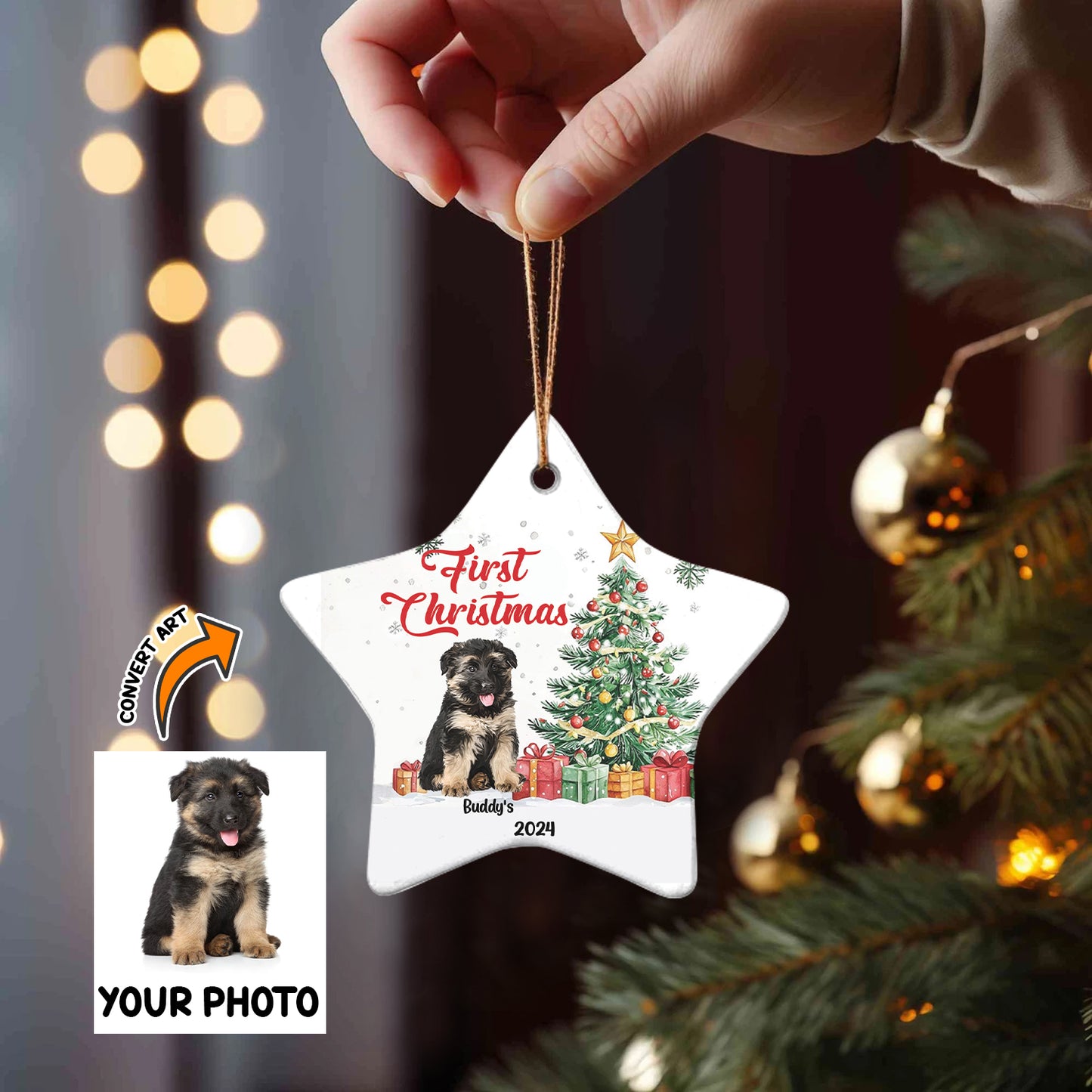 Petthouse | Personalised Dogs First Christmas Ornament, Puppy's 1st Xmas Tree Decoration, Memorial Gift