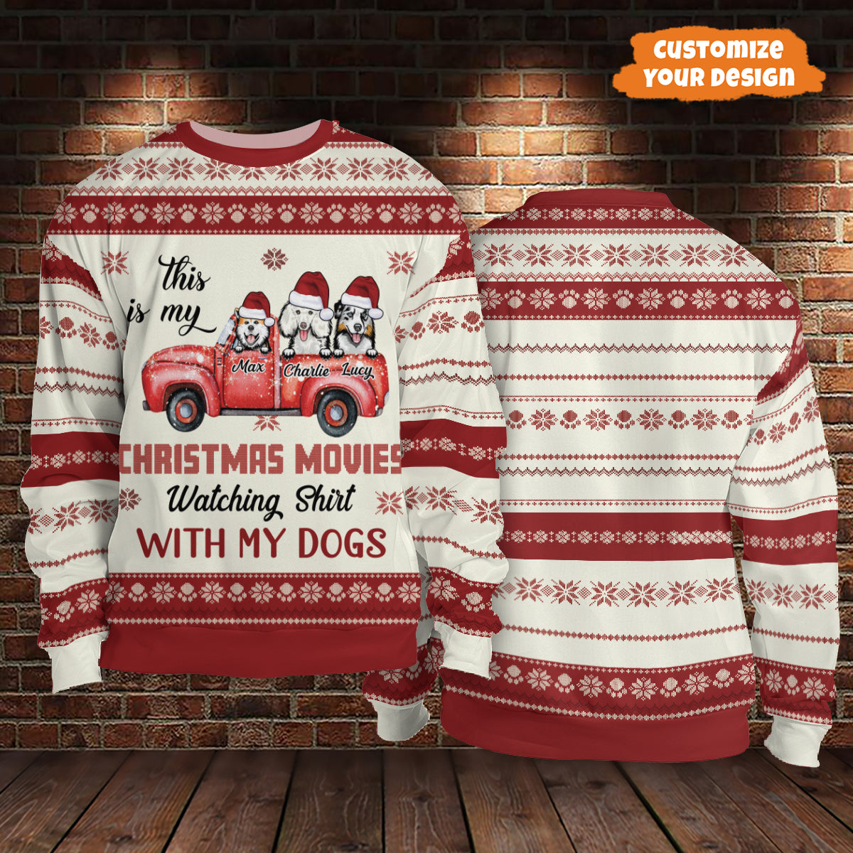 Petthouse | Personalized Christmas Dog SweatShirt, This Is My Christmas Movies Watching, Xmas Ugly Sweater