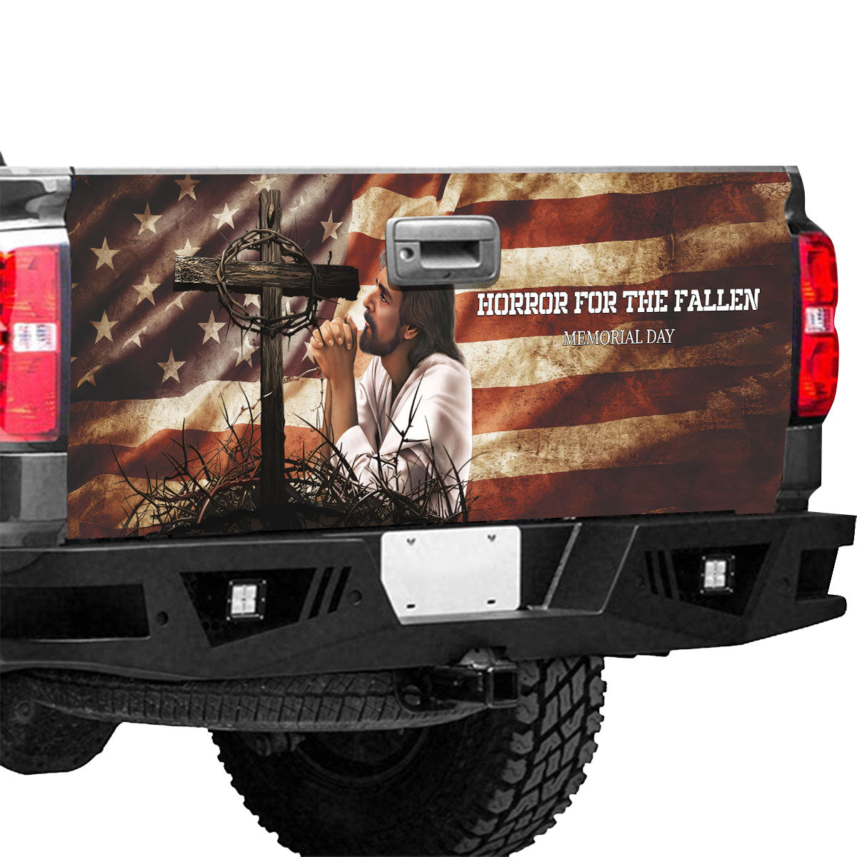 Petthouse | Jesus Praying Cross Tailgate Wraps For Trucks American Flag Truck Tailgate Wrap Independence Day Gift