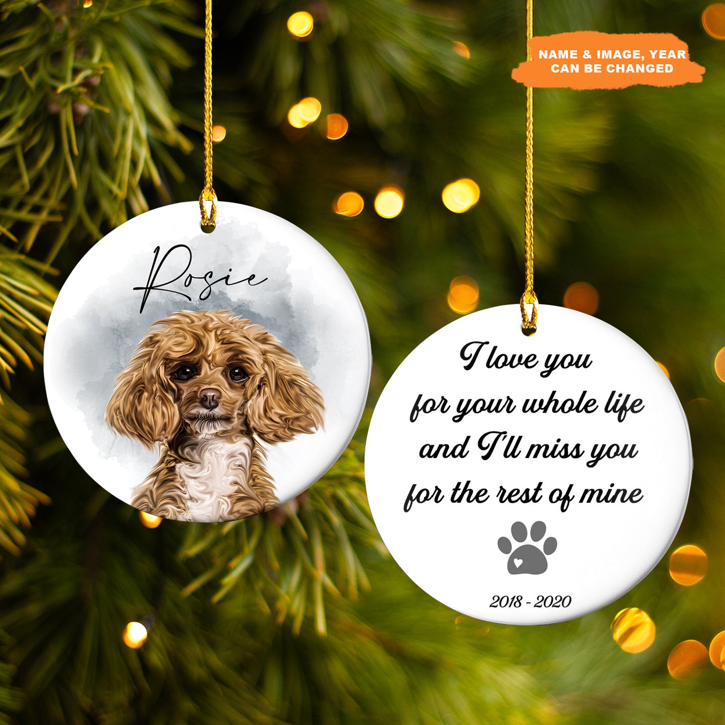 Petthouse | Custom Christmas Dog Ornament, Pet Memorial Photo Ornament For Pet Loss Gift, Keepsake Gift