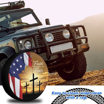 Petthouse | Jesus Usa Flag Print Spare Tire Cover Christian Religious Verse Faith Over Fear