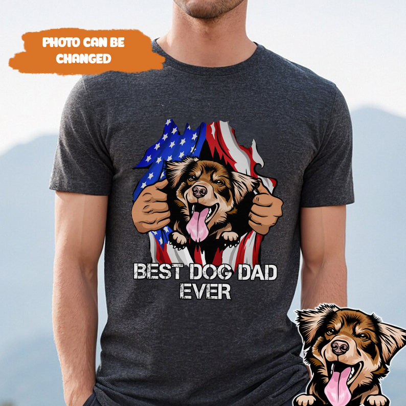 Petthouse | Personalized Best Dog Dad Ever Shirt, Independence Day Dog Father's Gift Dog Lovers