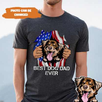 Petthouse | Personalized Best Dog Dad Ever Shirt, Independence Day Dog Father's Gift Dog Lovers