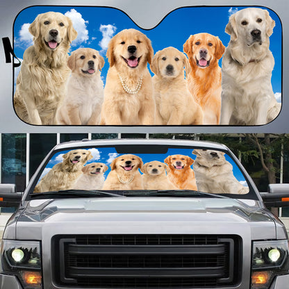 Petthouse | Golden Retriever Car Sun Shade Love Dog Windshield Sunshade Car Decor Daddy Mommy Gift Dog's