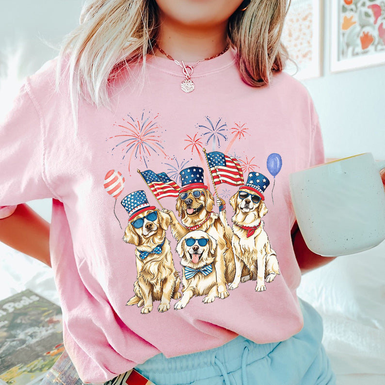 Petthouse | Golden Retriever 4th Of July Shirt, Independence Dog Mom Fourth Of July Gift Tee