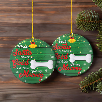 Petthouse | Personalized Dog Christmas Ornament, Dear Santa I Tried To Be Good, Dog Mama Ornament