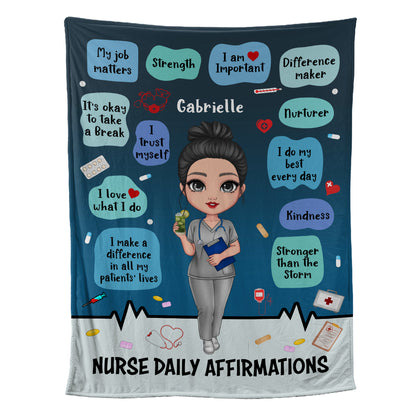 Petthouse | Personalized Nurse Daily Affirmation Fleece Blanket, Nursing Lover Throw Blanket, Medical Women