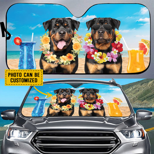 Petthouse | Rottweiler Summer Time Windshield Sun Shade Dog Sunshade Custom Photo Car Sun Shade Windshield