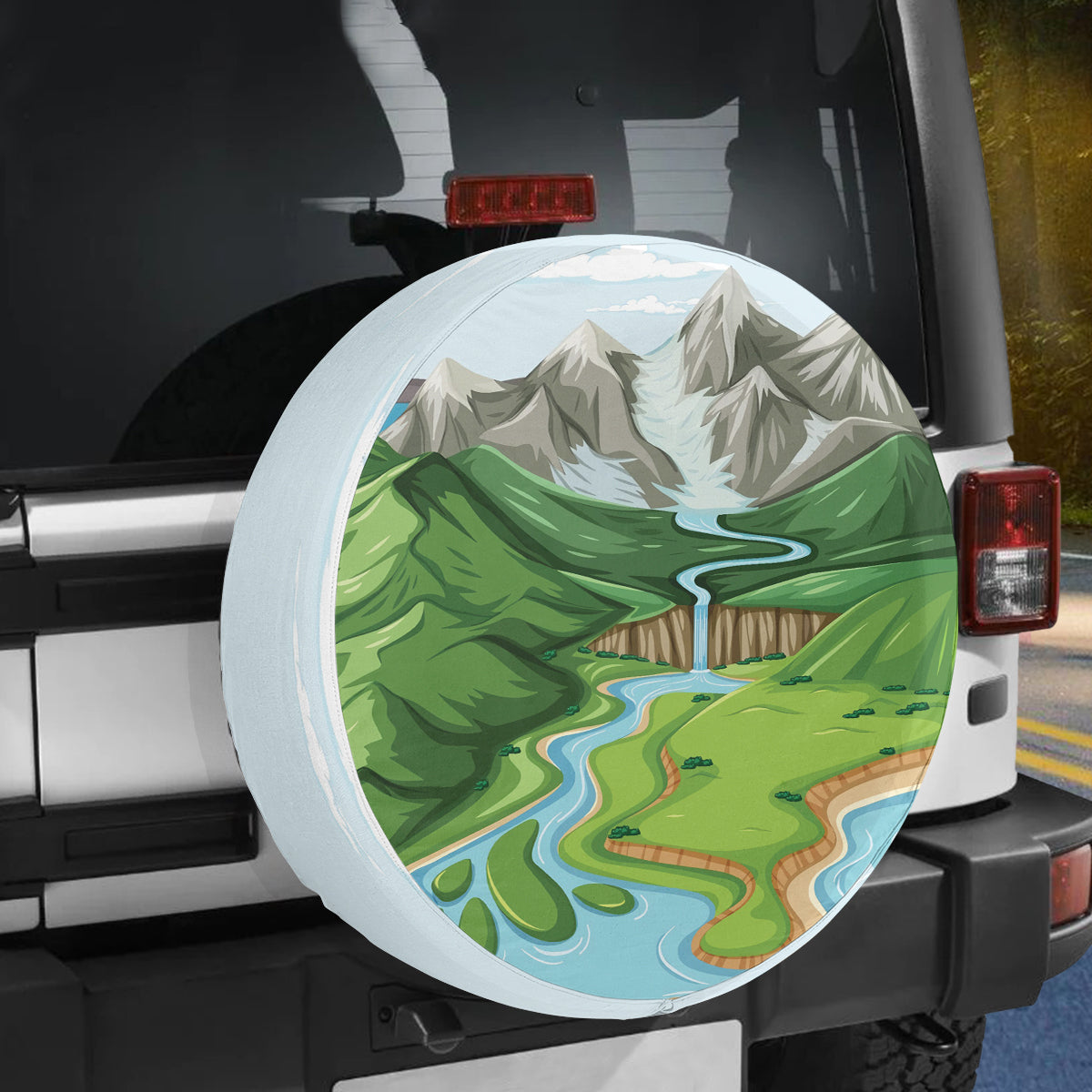 Petthouse | Tire Cover Waterfall Wheel Covers For Trailer Truck Camper Travel Waterfall Art Spare Tire Cover