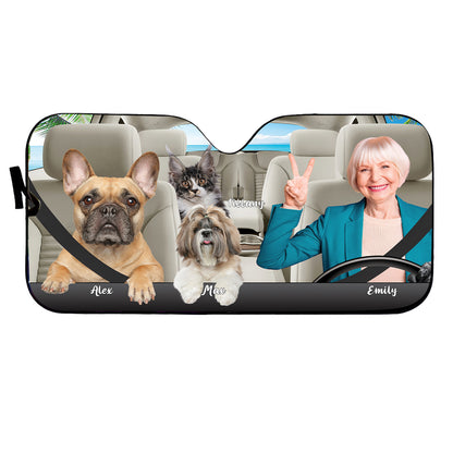 Petthouse | Customizable Windshield Sun Shade Pet Mom Car Window Sunshade Go To Beach Together Sun