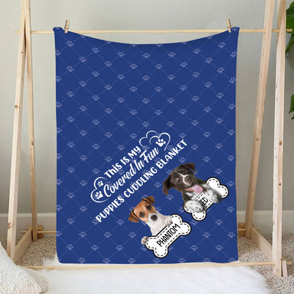 Petthouse | Personalized Photo Covered In Fur Dog Cat Blanket Warm For Traveling, Puppies Cuddling Blanket