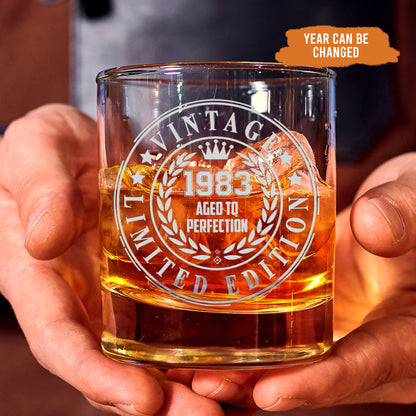 Petthouse | Customized Birthday Limited Edition Aged To Perfection Whiskey Glass, Gift For Dad