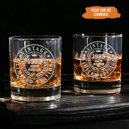 Petthouse | Customized Birthday Limited Edition Aged To Perfection Whiskey Glass, Gift For Dad