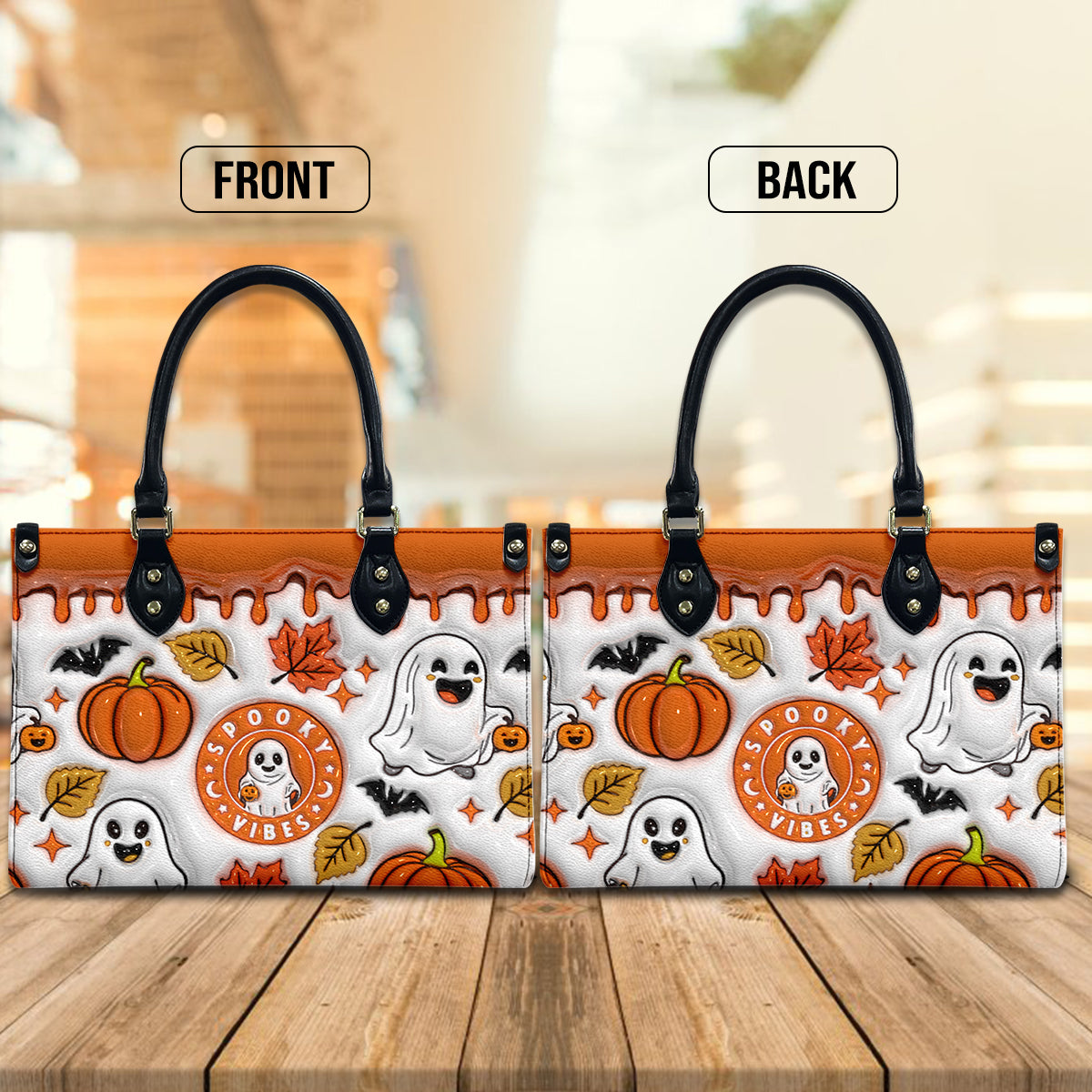 Petthouse | Spooky Vibes Halloween Handbag Wallet, Spooky Halloween Bag For Mom, Halloween 3d Inflated Effect Bag, Halloween Gift