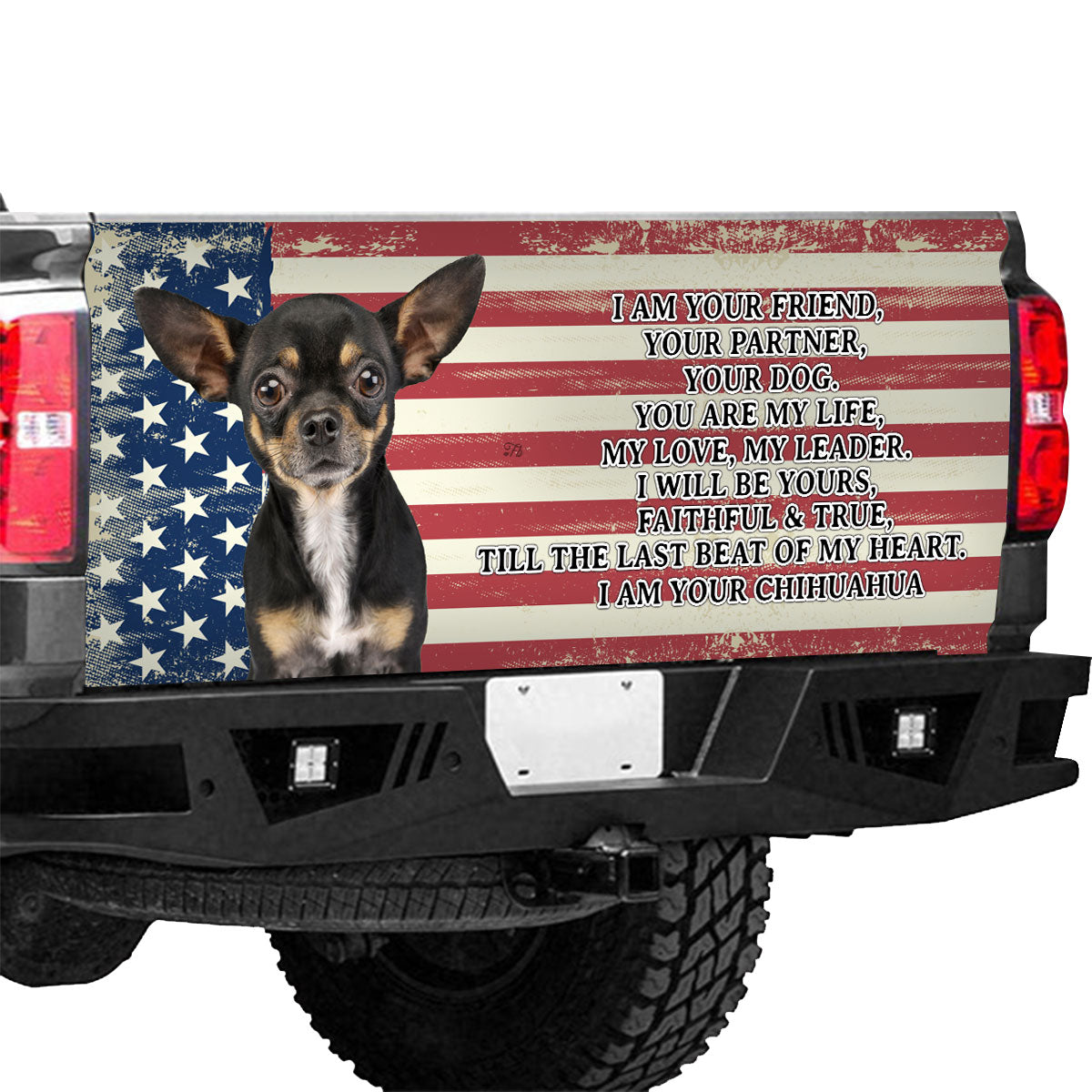 Petthouse | Chihuahua Dog Tailgate Wrap  I Am Your Friend Tailgate Wraps For Trucks American Flag