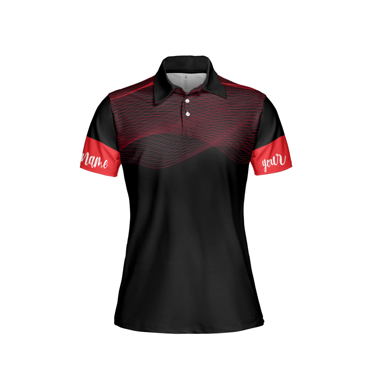 Petthouse | Customized Wavy Red Lines Pattern Polo Shirts For Women Golfing Lover Sporty Style