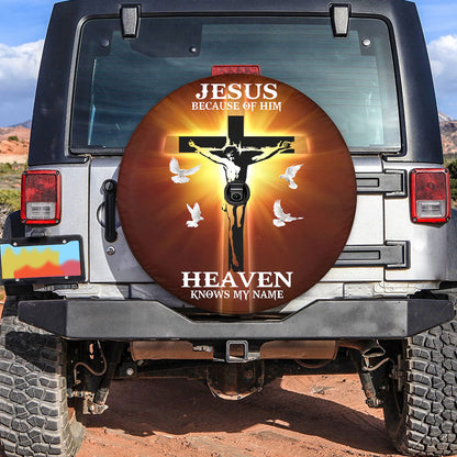 Petthouse | Crucifixion Of Jesus Spare Wheel Cover Jesus Because Of Him Heaven Knows Spare Tire Cover