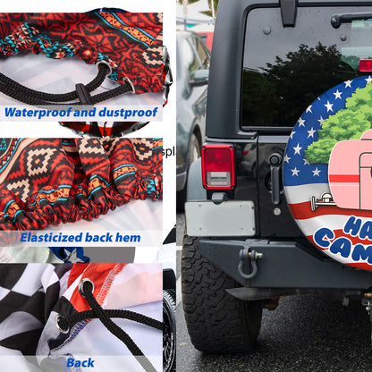 Petthouse | Happy Campers Spare Tire Cover Caravan Camping Car Wheel Tire Covers Usa Flag Print American