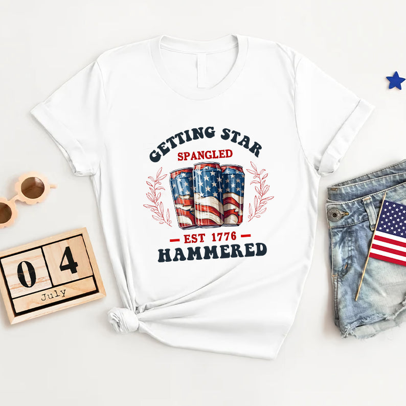 Petthouse | Getting Star Spangled Hammered Est 1776 4th Of July Shirt, Patriotic Independence Day Shirt