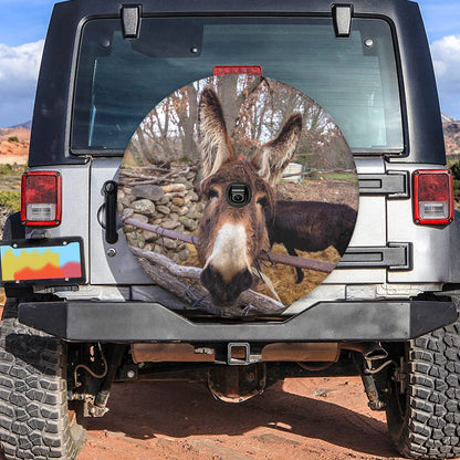 Petthouse | Donkey Funny Spare Tire Cover Donkey Big Head Camper Tire Cover Humorous Durable Tire Protector