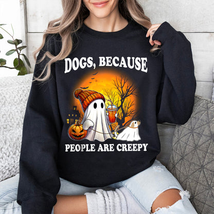 Petthouse | Сute Ghost Dog Walking, Dogs Because People Are Creepy, Halloween Dog Shirt, Spooky Season Gift