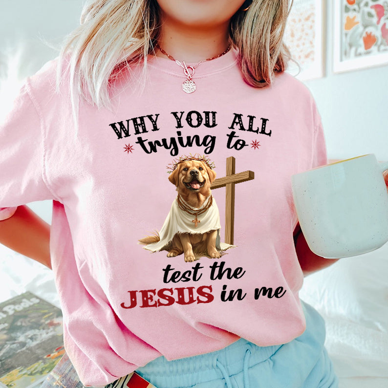 Petthouse | Dog Jesus Why You All Trying To Test The Jesus In Me Shirt,Funny Gift For Christian