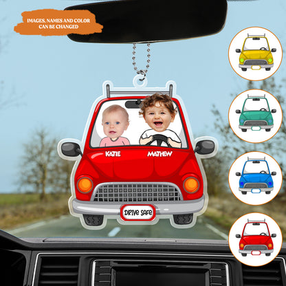 Petthouse | Personalized Photo Drive Safe Dad Gift Car Hanger, Ornament Gift For Daddy