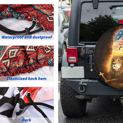 Petthouse | American Lion Of Judah Tire Protector Covers Jesus Christian Spare Tire Cover Faith Over Fear