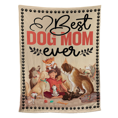 Petthouse | Dog Mom Fleece Blanket, Best Dog Mom Ever Sofa Blanket, Dog's Mom Mother Day Gifts, Dog Lover