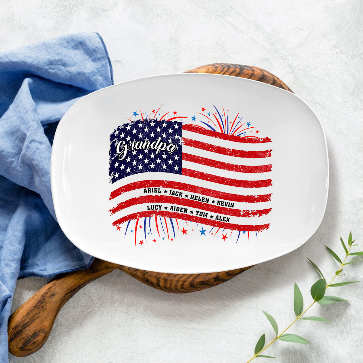 Petthouse | Personalized Grilling Plate, Grandpa Grilling Plate, BBQ Platter, Independence Day Gift, Grill Plate Gift 4th Of July